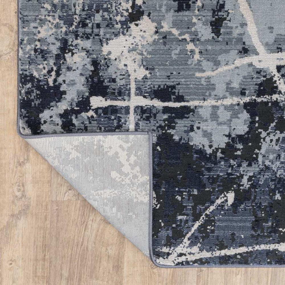 2' X 8' Blue Grey And Beige Abstract Power Loom Stain Resistant Runner Rug - Homeroots - Flyclothing LLC
