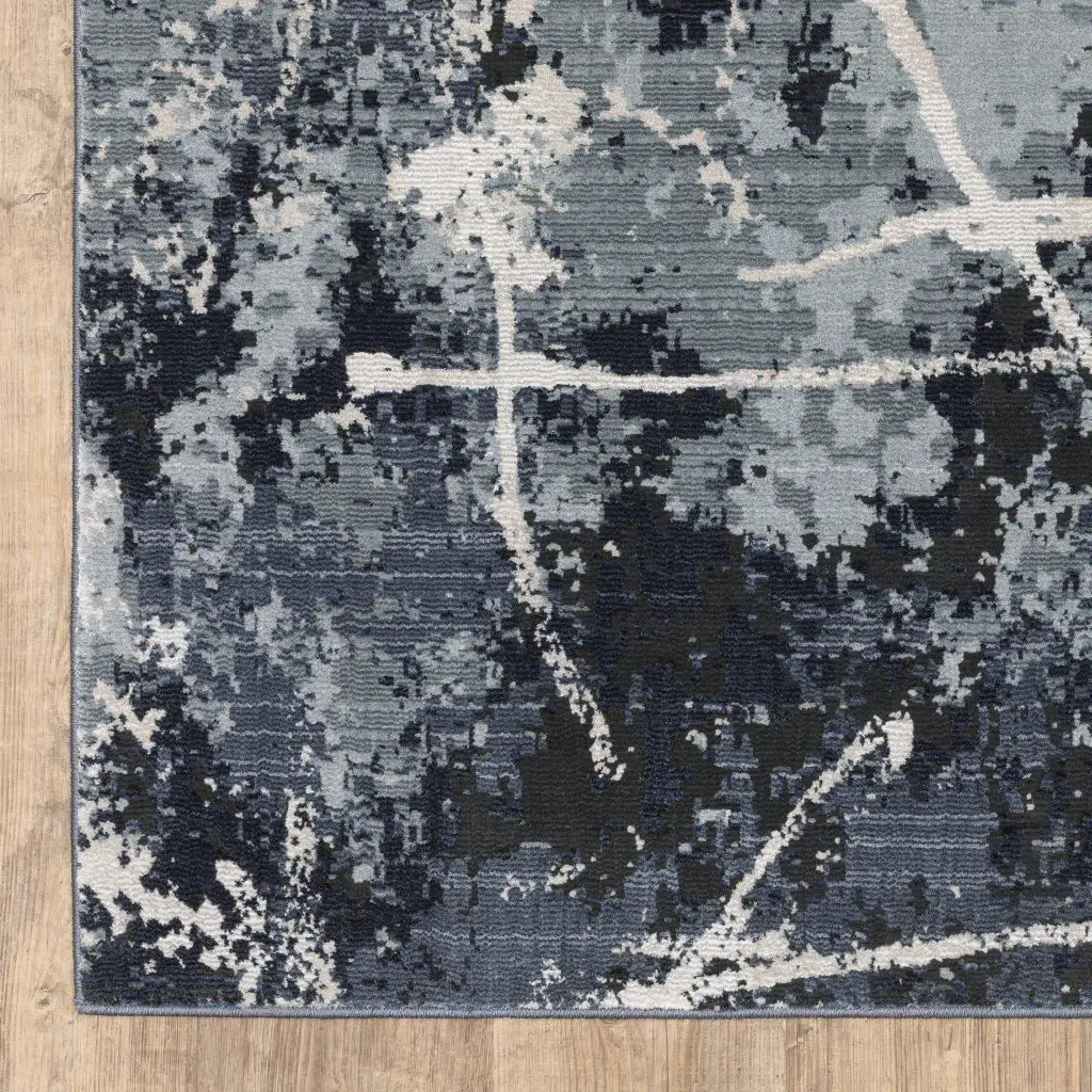 2' X 8' Blue Grey And Beige Abstract Power Loom Stain Resistant Runner Rug - Homeroots - Flyclothing LLC