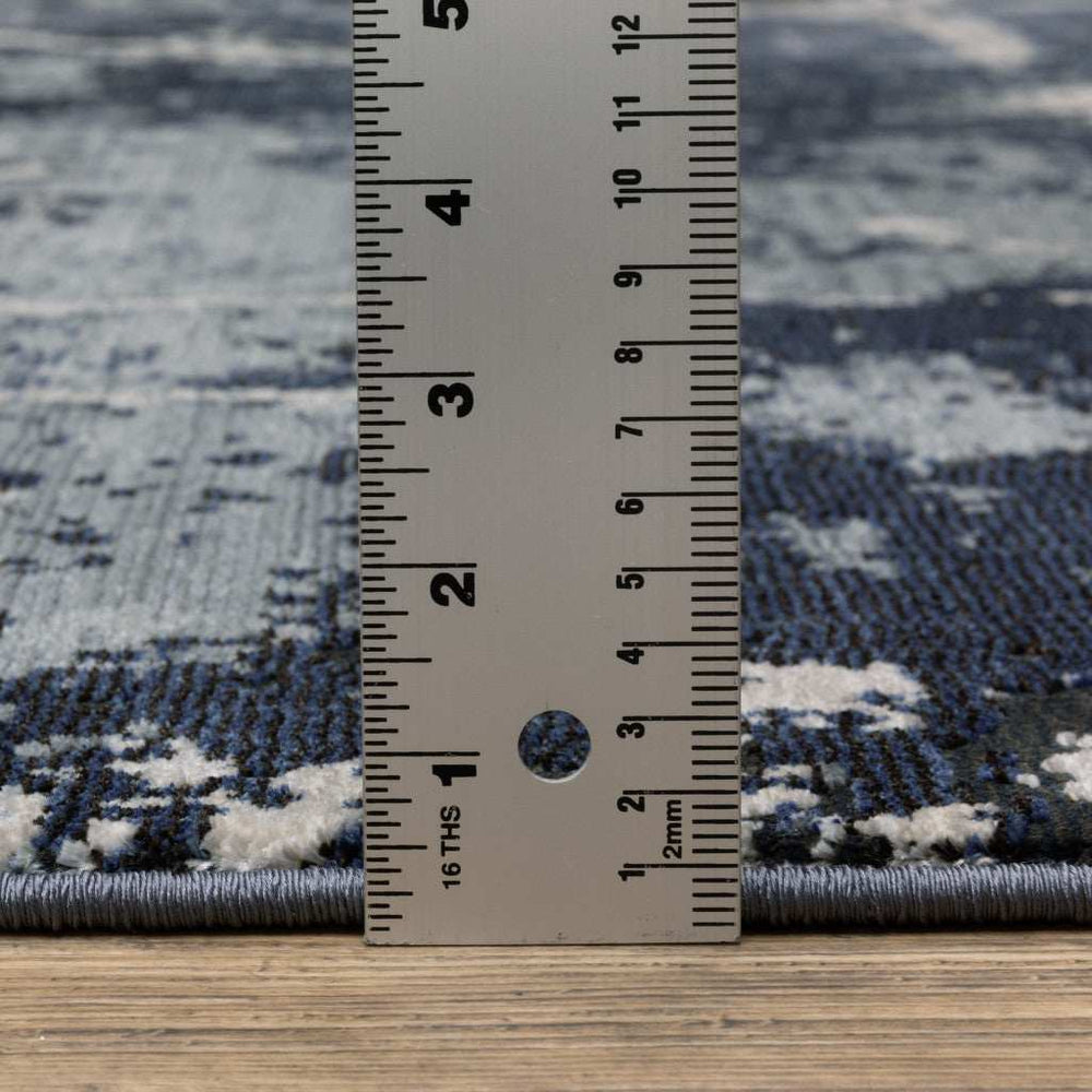 2' X 8' Blue Grey And Beige Abstract Power Loom Stain Resistant Runner Rug - Homeroots - Flyclothing LLC
