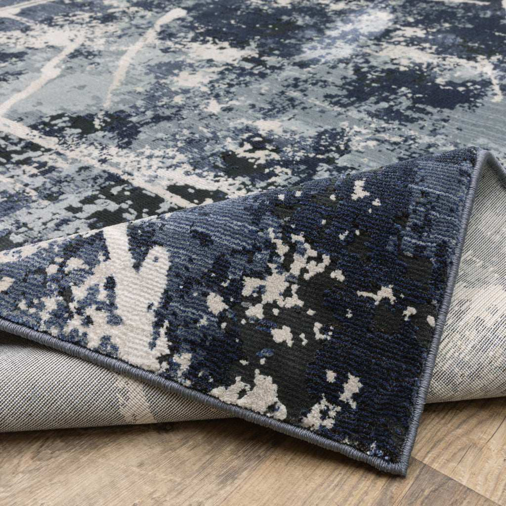 2' X 8' Blue Grey And Beige Abstract Power Loom Stain Resistant Runner Rug - Homeroots - Flyclothing LLC
