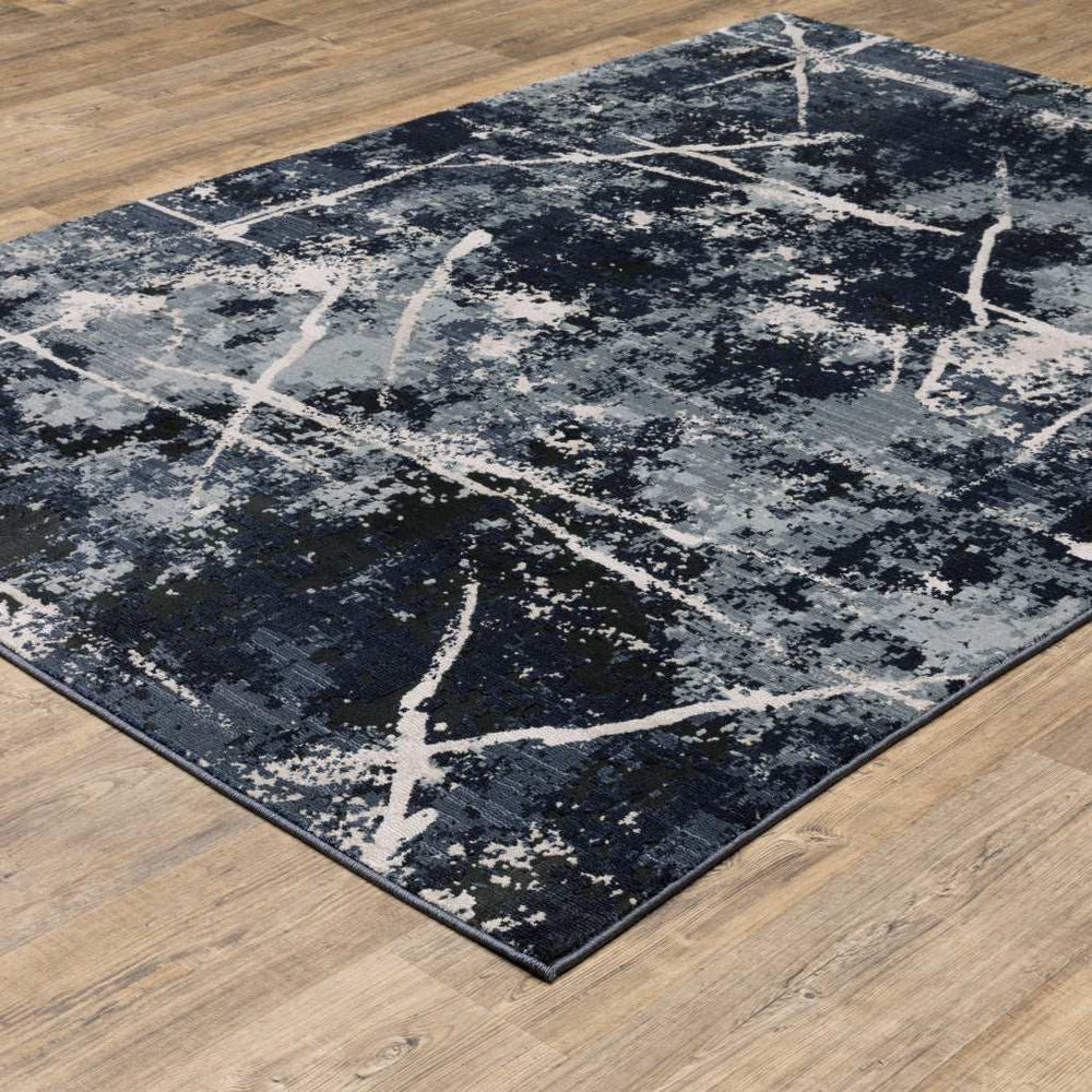 10' X 13' Blue Grey And Beige Abstract Power Loom Stain Resistant Area Rug - Homeroots - Flyclothing LLC