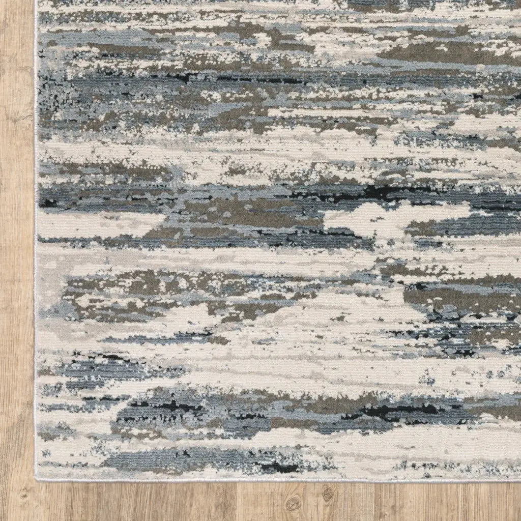 2' X 8' Blue Grey Beige And Brown Abstract Power Loom Stain Resistant Runner Rug - Homeroots - Flyclothing LLC