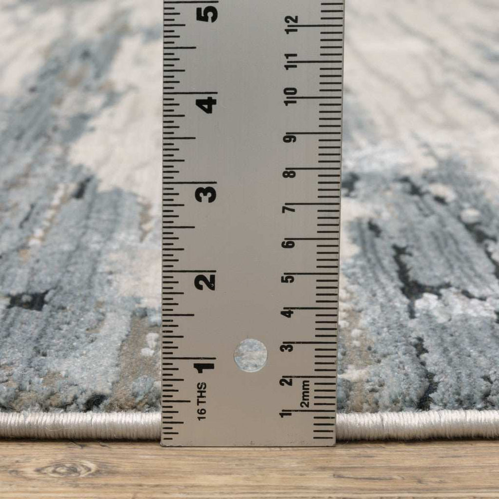 2' X 8' Blue Grey Beige And Brown Abstract Power Loom Stain Resistant Runner Rug - Homeroots - Flyclothing LLC