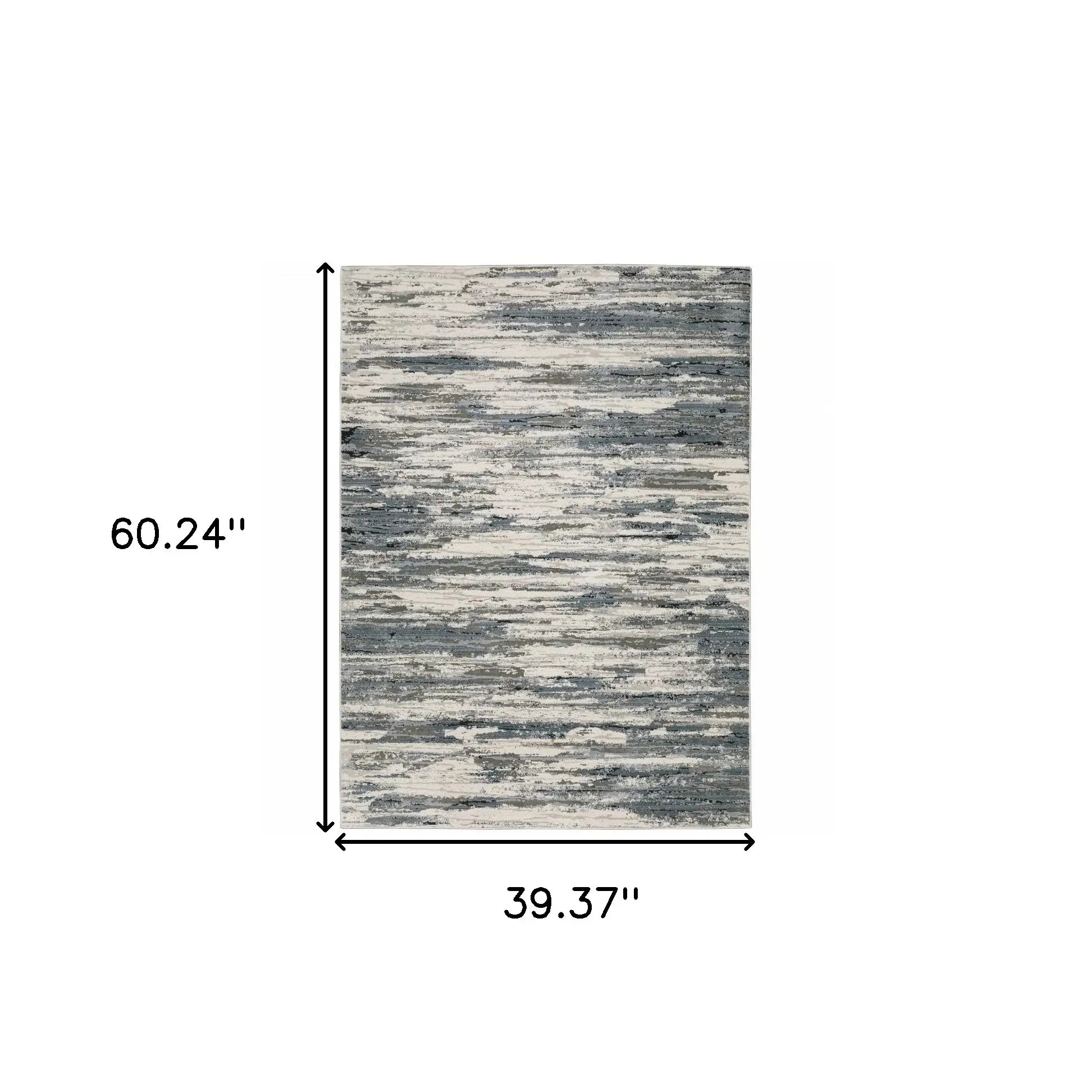 3' X 5' Blue Grey Beige And Brown Abstract Power Loom Stain Resistant Area Rug - Homeroots - Flyclothing LLC