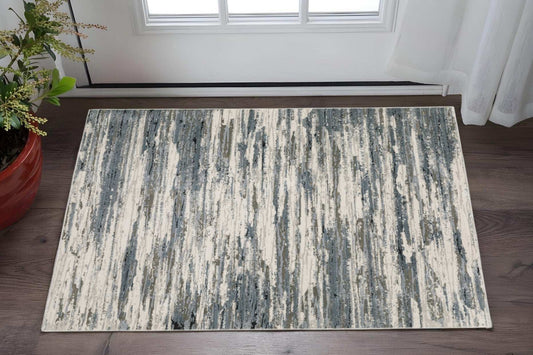 3' X 5' Blue Grey Beige And Brown Abstract Power Loom Stain Resistant Area Rug - Homeroots - Flyclothing LLC