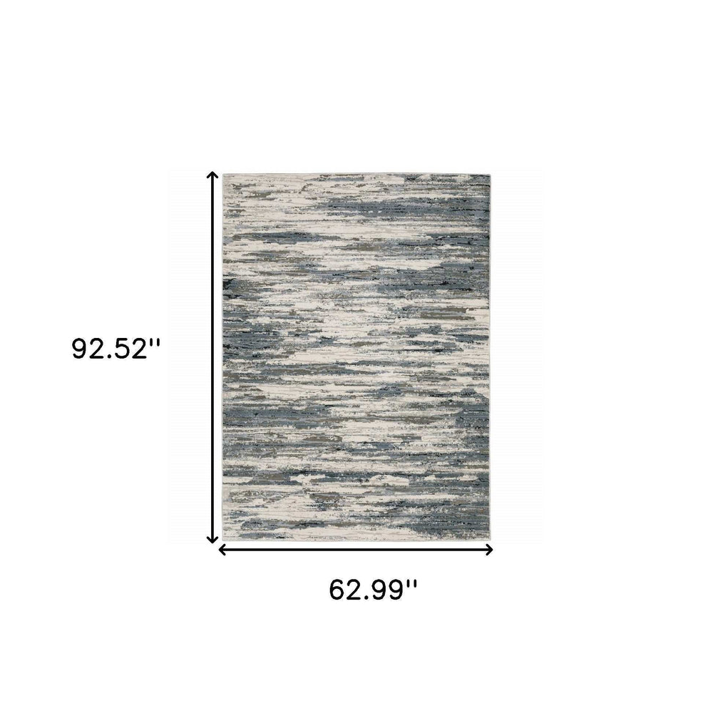 5' X 8' Blue Grey Beige And Brown Abstract Power Loom Stain Resistant Area Rug - Homeroots - Flyclothing LLC