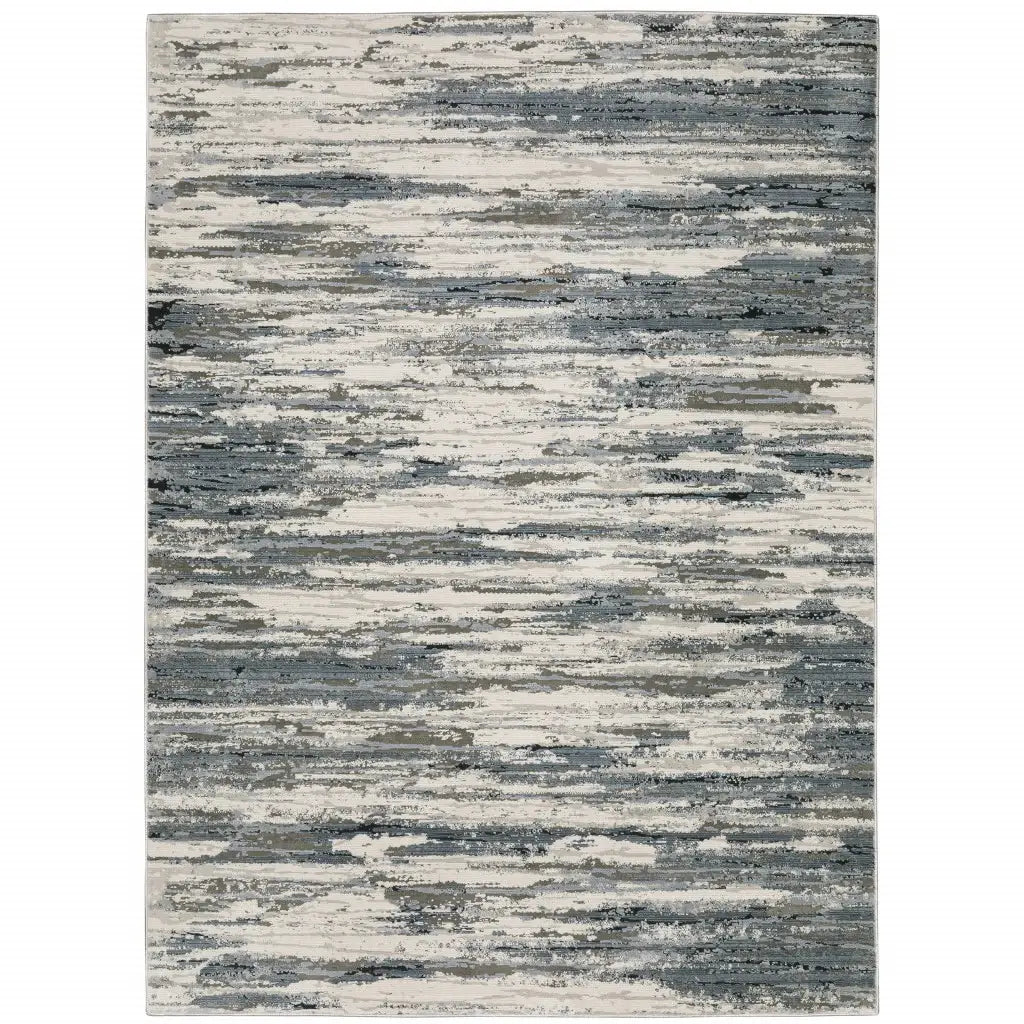 6' X 9' Blue Grey Beige And Brown Abstract Power Loom Stain Resistant Area Rug - Homeroots - Flyclothing LLC