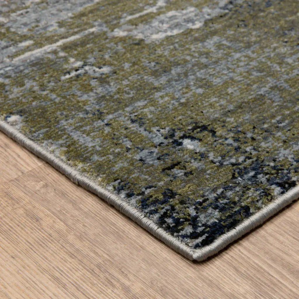 2' X 8' Blue Green Grey Brown And Beige Abstract Power Loom Stain Resistant Runner Rug - Homeroots - Flyclothing LLC