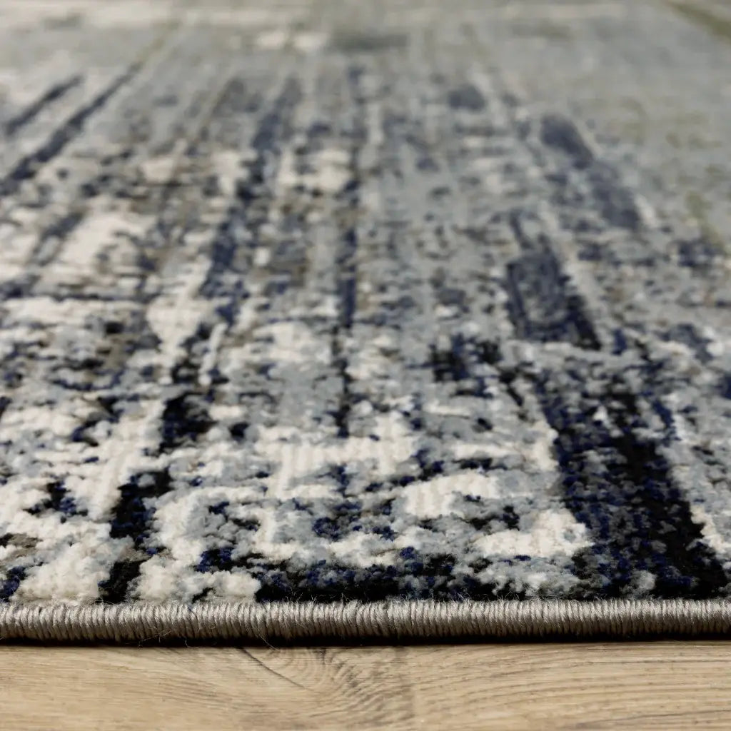 2' X 8' Blue Green Grey Brown And Beige Abstract Power Loom Stain Resistant Runner Rug - Homeroots - Flyclothing LLC