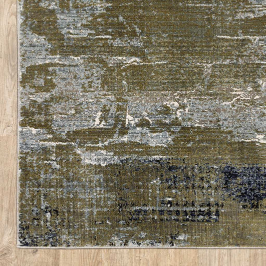 2' X 8' Blue Green Grey Brown And Beige Abstract Power Loom Stain Resistant Runner Rug - Homeroots - Flyclothing LLC