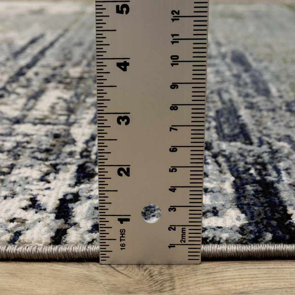 2' X 8' Blue Green Grey Brown And Beige Abstract Power Loom Stain Resistant Runner Rug - Homeroots - Flyclothing LLC