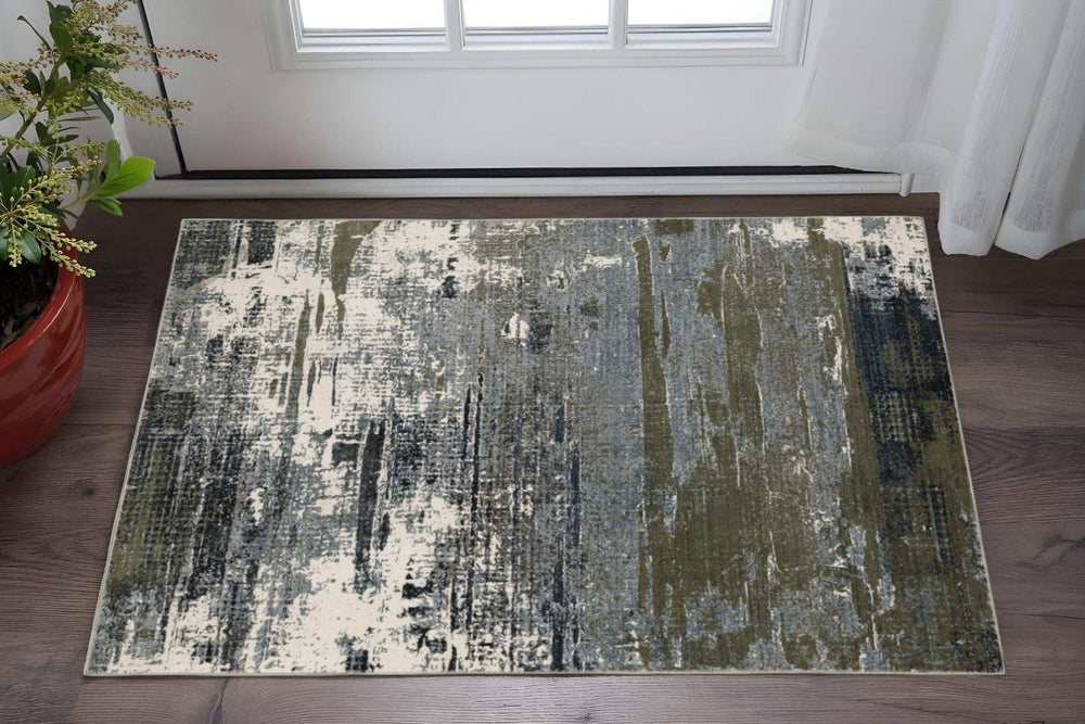 3' X 5' Blue And Green Abstract Power Loom Area Rug - Homeroots - Flyclothing LLC