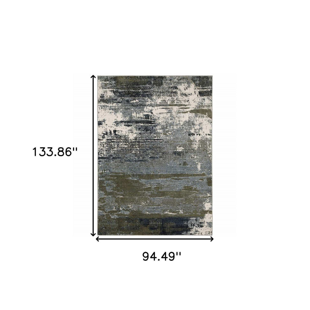 8' X 11' Blue And Green Abstract Power Loom Area Rug - Homeroots - Flyclothing LLC