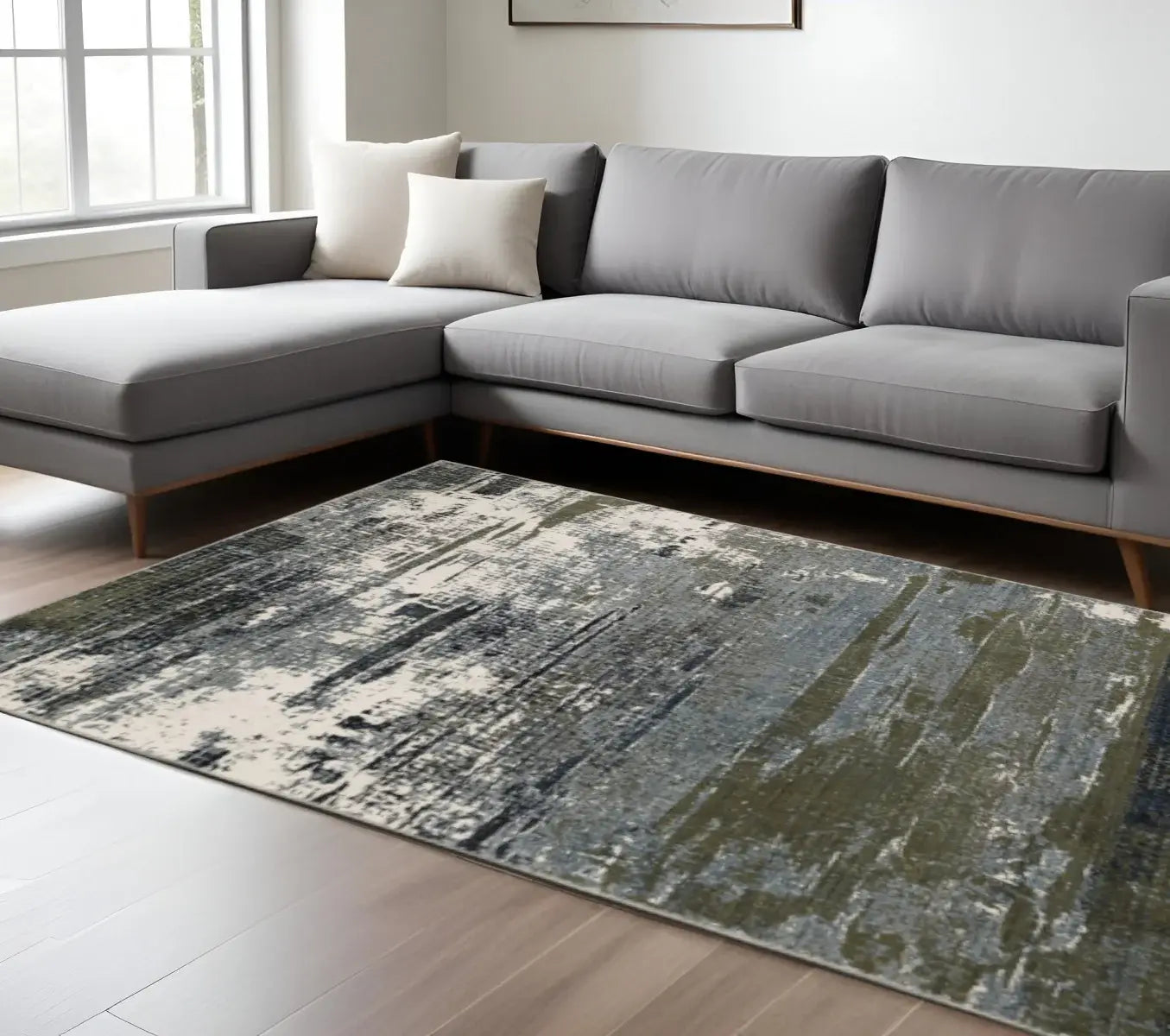 8' X 11' Blue And Green Abstract Power Loom Area Rug - Homeroots - Flyclothing LLC