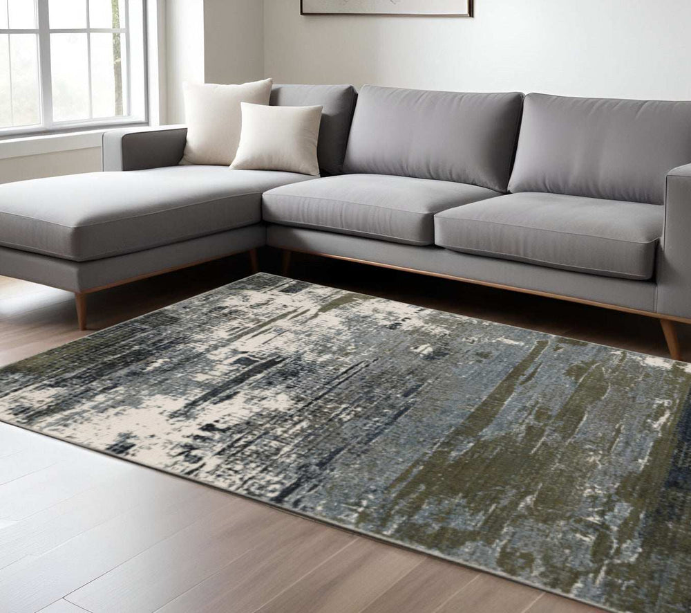 8' X 11' Blue And Green Abstract Power Loom Area Rug - Homeroots - Flyclothing LLC