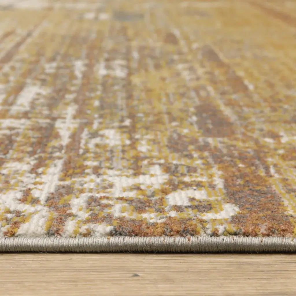 2' X 8' Gold Brown Rust Grey Blue And Beige Abstract Power Loom Stain Resistant Runner Rug - Homeroots - Flyclothing LLC