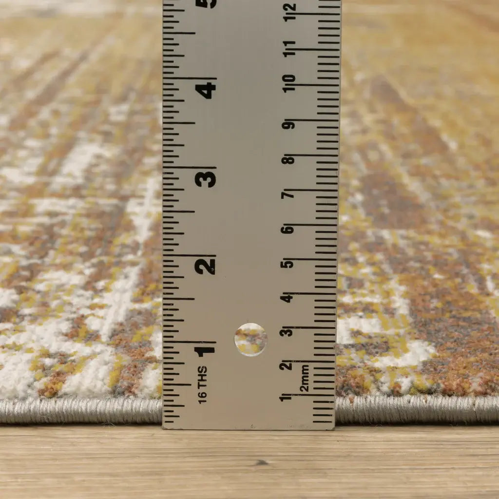 2' X 8' Gold Brown Rust Grey Blue And Beige Abstract Power Loom Stain Resistant Runner Rug - Homeroots - Flyclothing LLC