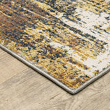 3' X 5' Gold Brown Rust Grey Blue And Beige Abstract Power Loom Stain Resistant Area Rug - Homeroots - Flyclothing LLC