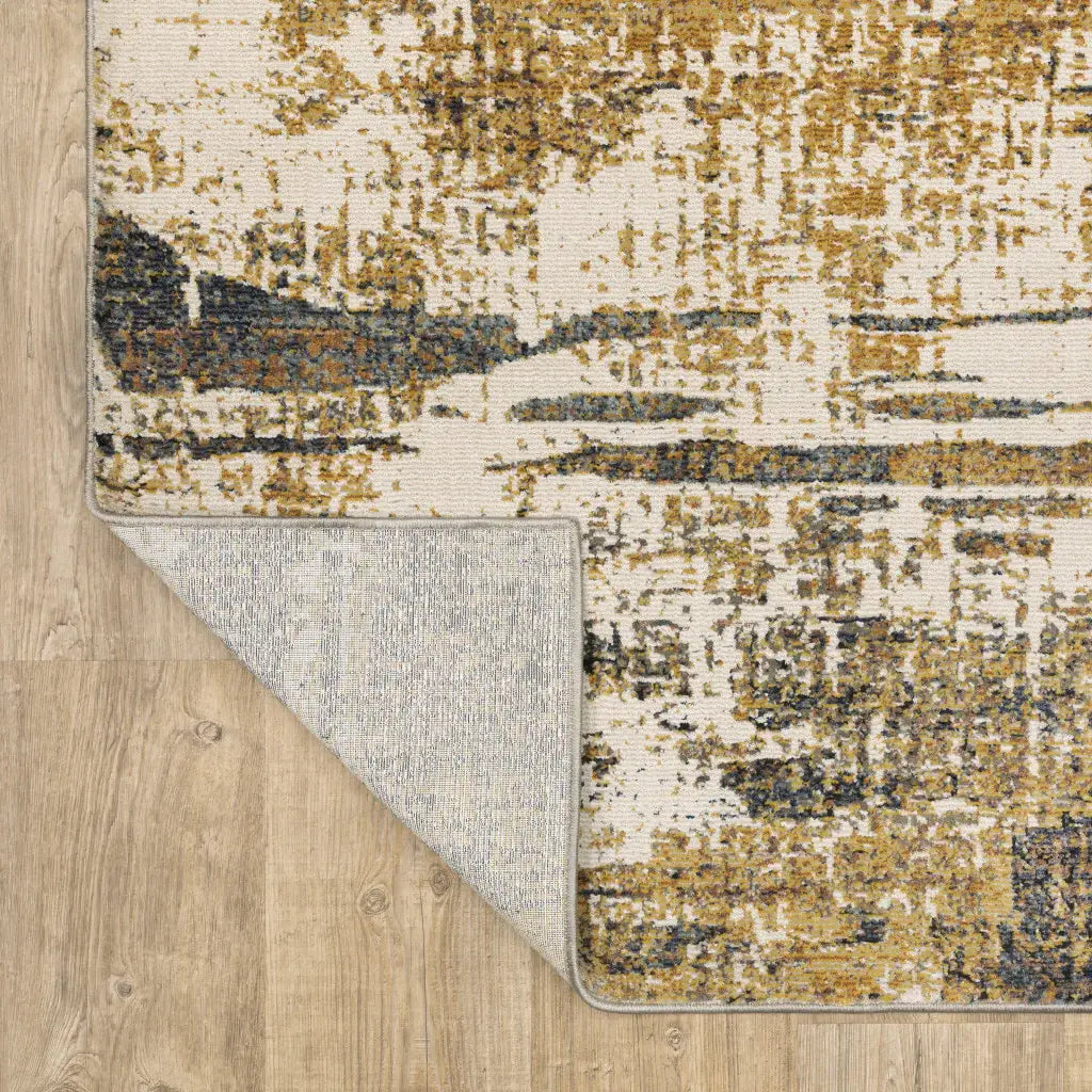 3' X 5' Gold Brown Rust Grey Blue And Beige Abstract Power Loom Stain Resistant Area Rug - Homeroots - Flyclothing LLC