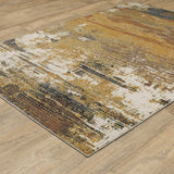 5' X 8' Gold Brown Rust Grey Blue And Beige Abstract Power Loom Stain Resistant Area Rug - Homeroots - Flyclothing LLC