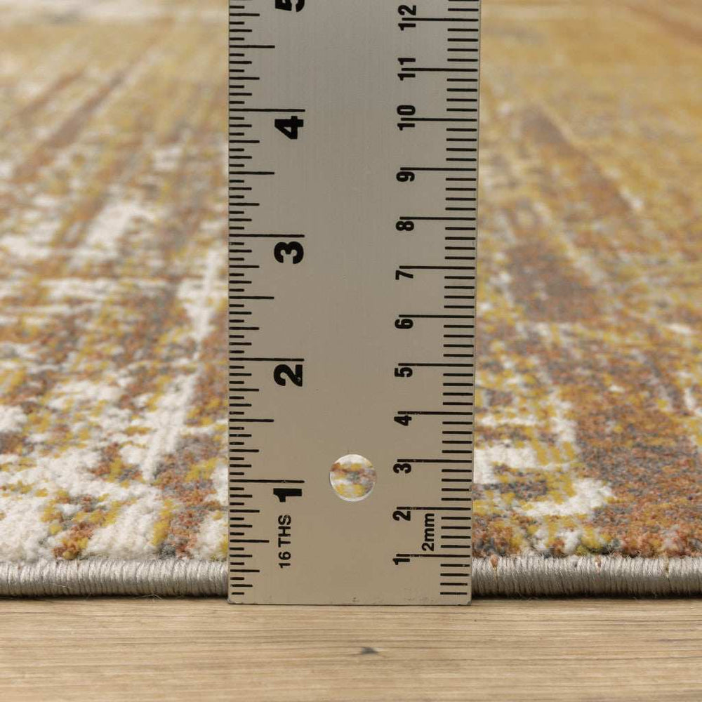 5' X 8' Gold Brown Rust Grey Blue And Beige Abstract Power Loom Stain Resistant Area Rug - Homeroots - Flyclothing LLC