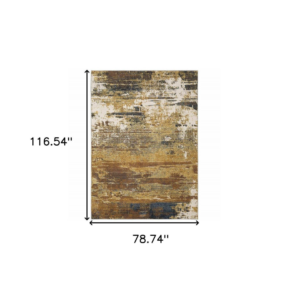 6' X 9' Gold Brown Rust Grey Blue And Beige Abstract Power Loom Stain Resistant Area Rug - Homeroots - Flyclothing LLC
