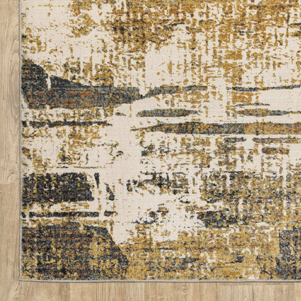 8' X 11' Gold Brown Rust Grey Blue And Beige Abstract Power Loom Stain Resistant Area Rug - Homeroots - Flyclothing LLC