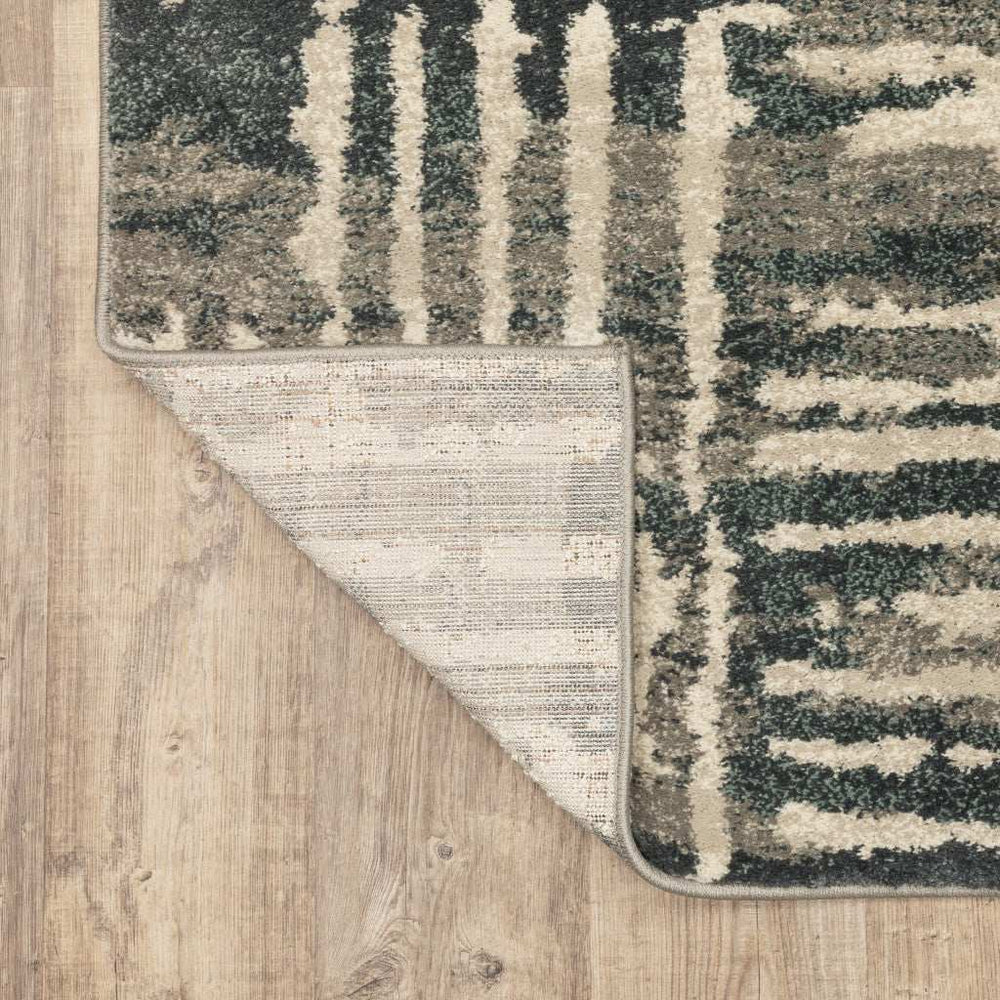 2' X 8' Blue And Beige Abstract Power Loom Stain Resistant Runner Rug - Homeroots - Flyclothing LLC