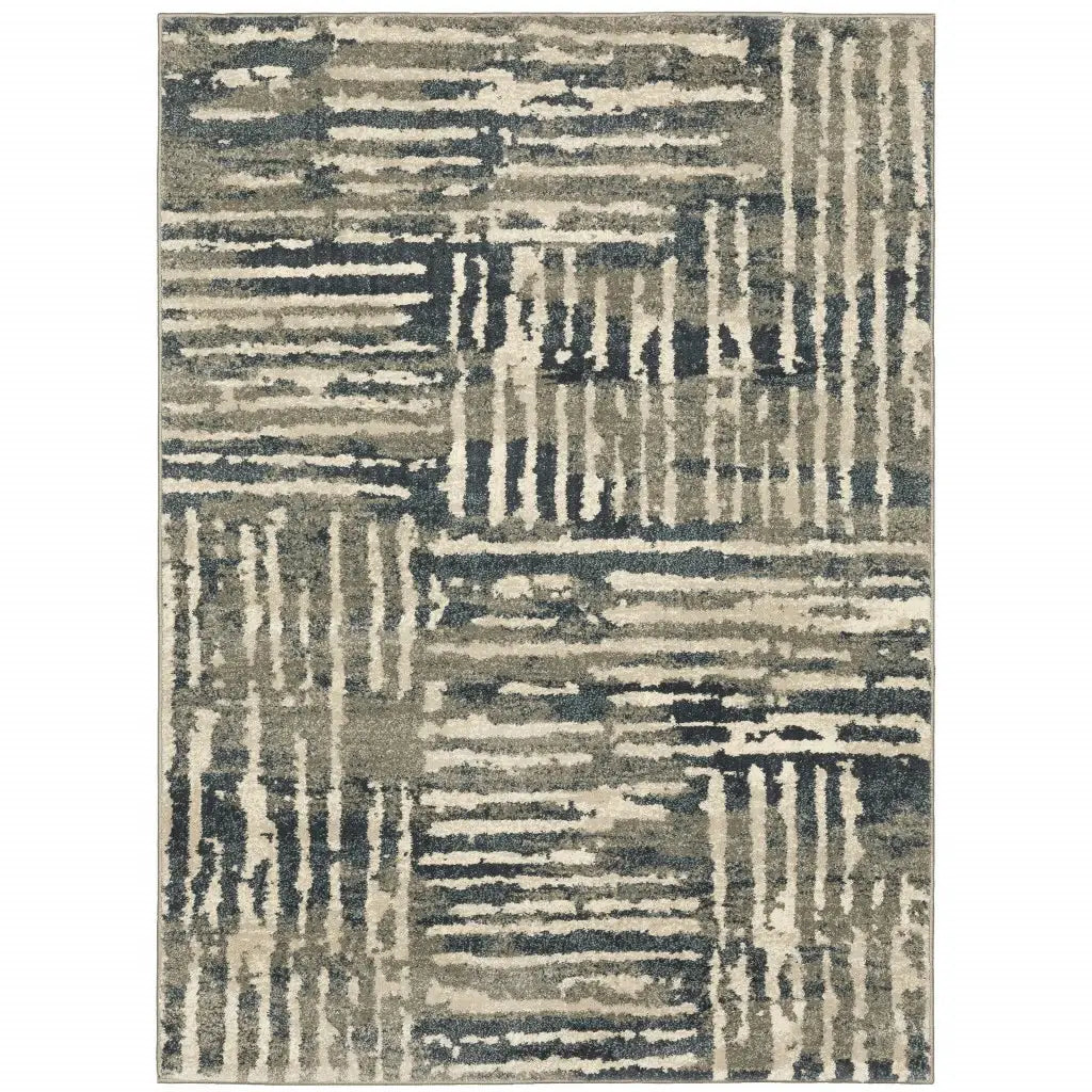 2' X 3' Blue And Beige Abstract Power Loom Stain Resistant Area Rug - Homeroots - Flyclothing LLC