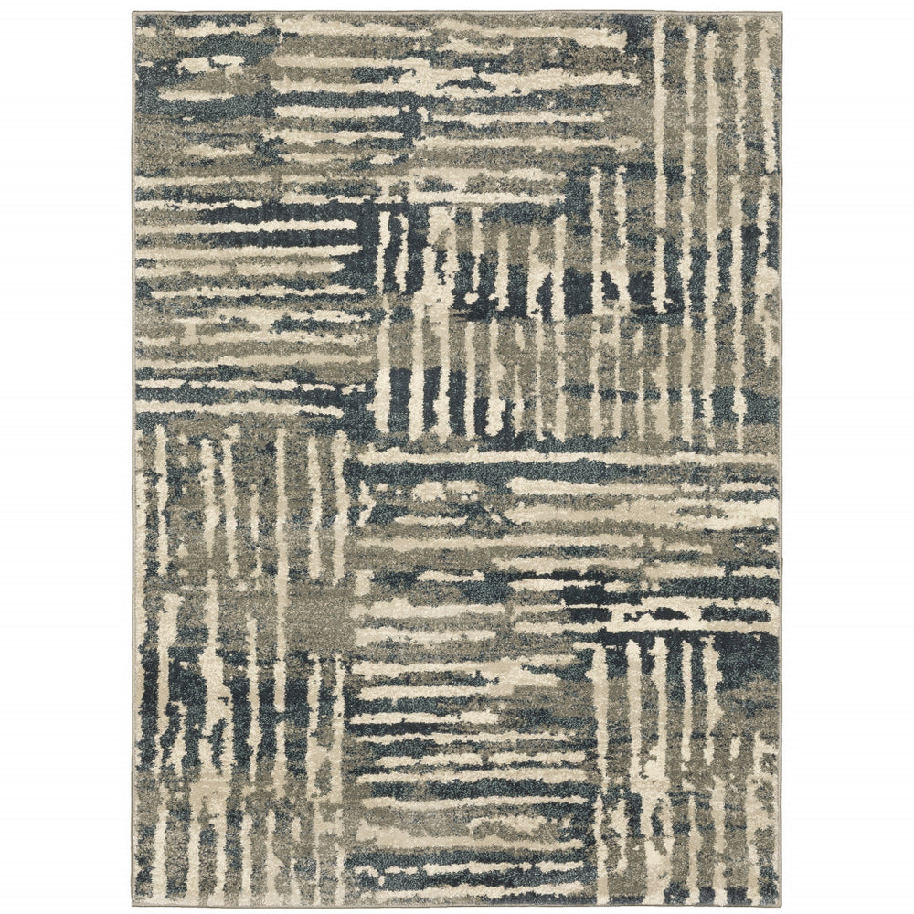 2' X 3' Blue And Beige Abstract Power Loom Stain Resistant Area Rug - Homeroots