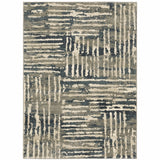 2' X 3' Blue And Beige Abstract Power Loom Stain Resistant Area Rug - Homeroots