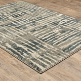 2' X 3' Blue And Beige Abstract Power Loom Stain Resistant Area Rug