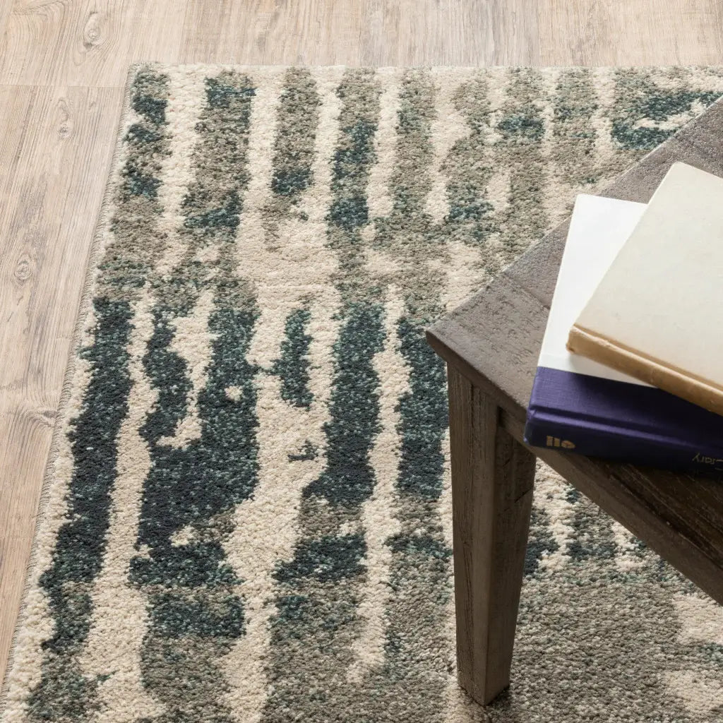 2' X 3' Blue And Beige Abstract Power Loom Stain Resistant Area Rug - Homeroots - Flyclothing LLC