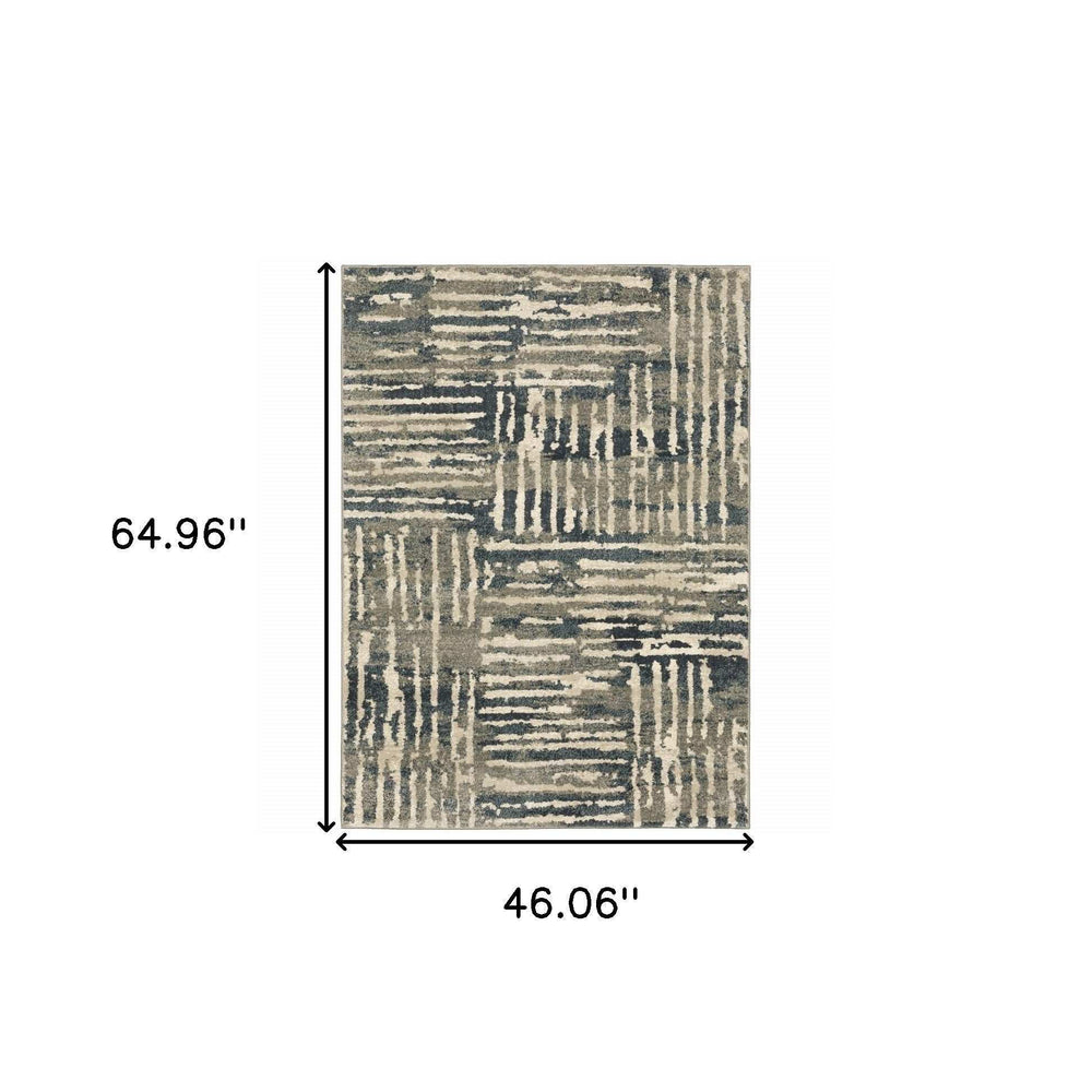 4' X 6' Blue And Beige Abstract Power Loom Stain Resistant Area Rug - Homeroots - Flyclothing LLC
