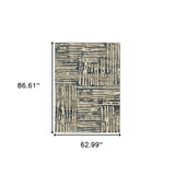 5' X 7' Blue And Beige Abstract Power Loom Stain Resistant Area Rug - Homeroots - Flyclothing LLC