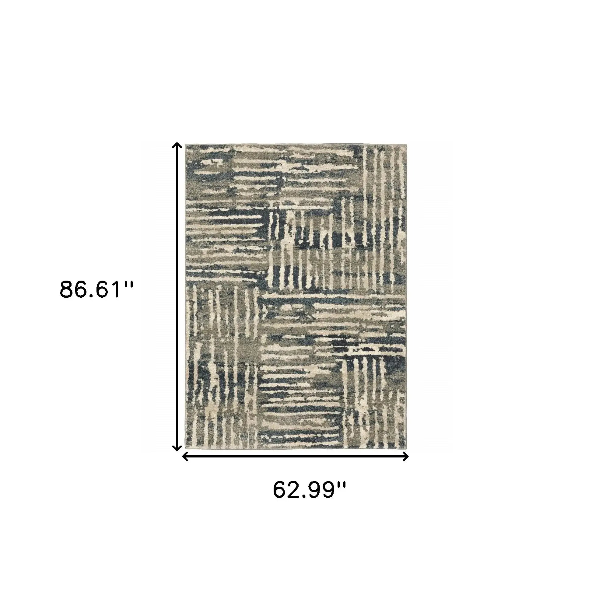 5' X 7' Blue And Beige Abstract Power Loom Stain Resistant Area Rug - Homeroots - Flyclothing LLC