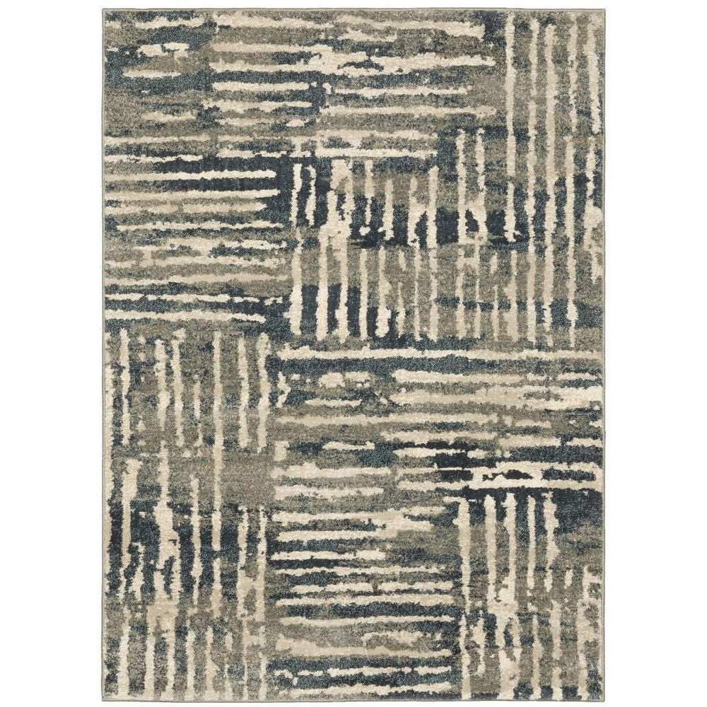 5' X 7' Blue And Beige Abstract Power Loom Stain Resistant Area Rug - Homeroots - Flyclothing LLC