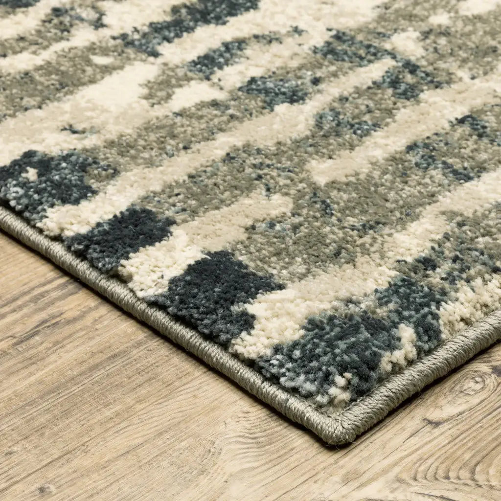 5' X 7' Blue And Beige Abstract Power Loom Stain Resistant Area Rug - Homeroots - Flyclothing LLC