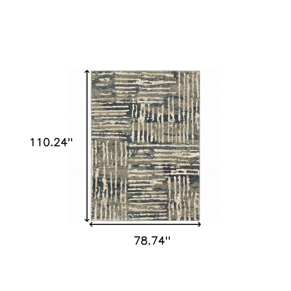 6' X 9' Blue And Beige Abstract Power Loom Stain Resistant Area Rug - Homeroots - Flyclothing LLC