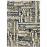 8' X 10' Blue And Beige Abstract Power Loom Stain Resistant Area Rug - Homeroots - Flyclothing LLC