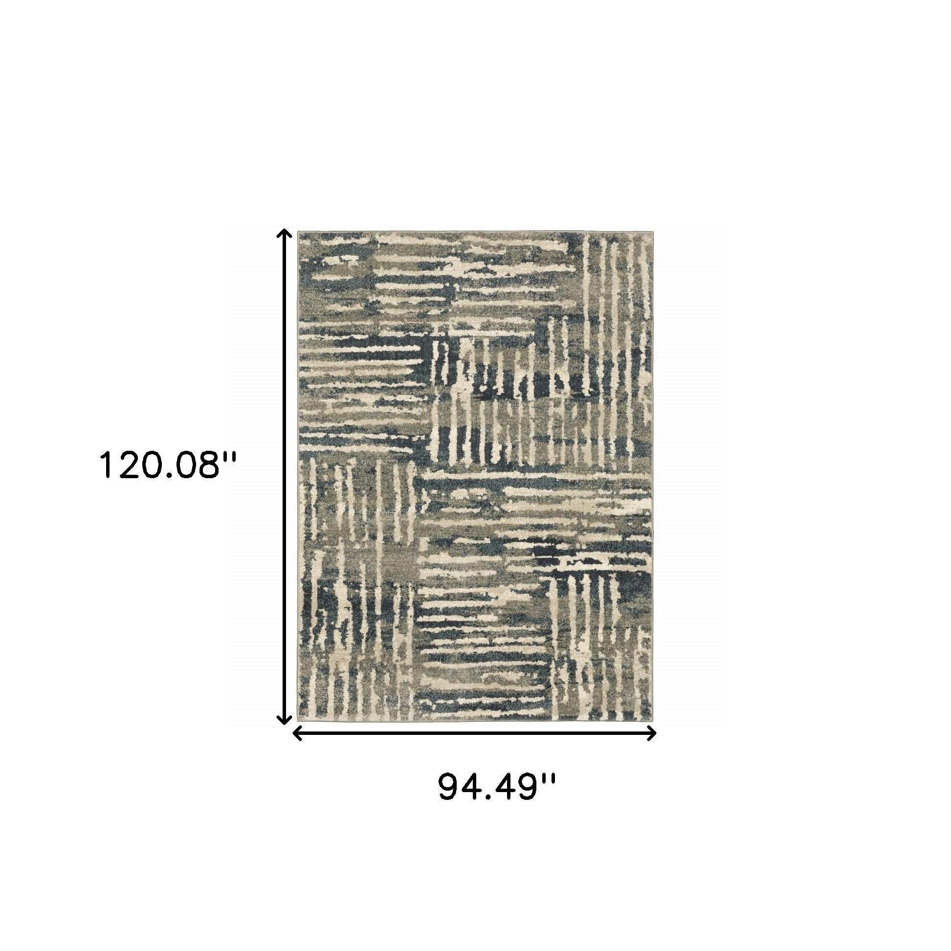 8' X 10' Blue And Beige Abstract Power Loom Stain Resistant Area Rug - Homeroots - Flyclothing LLC