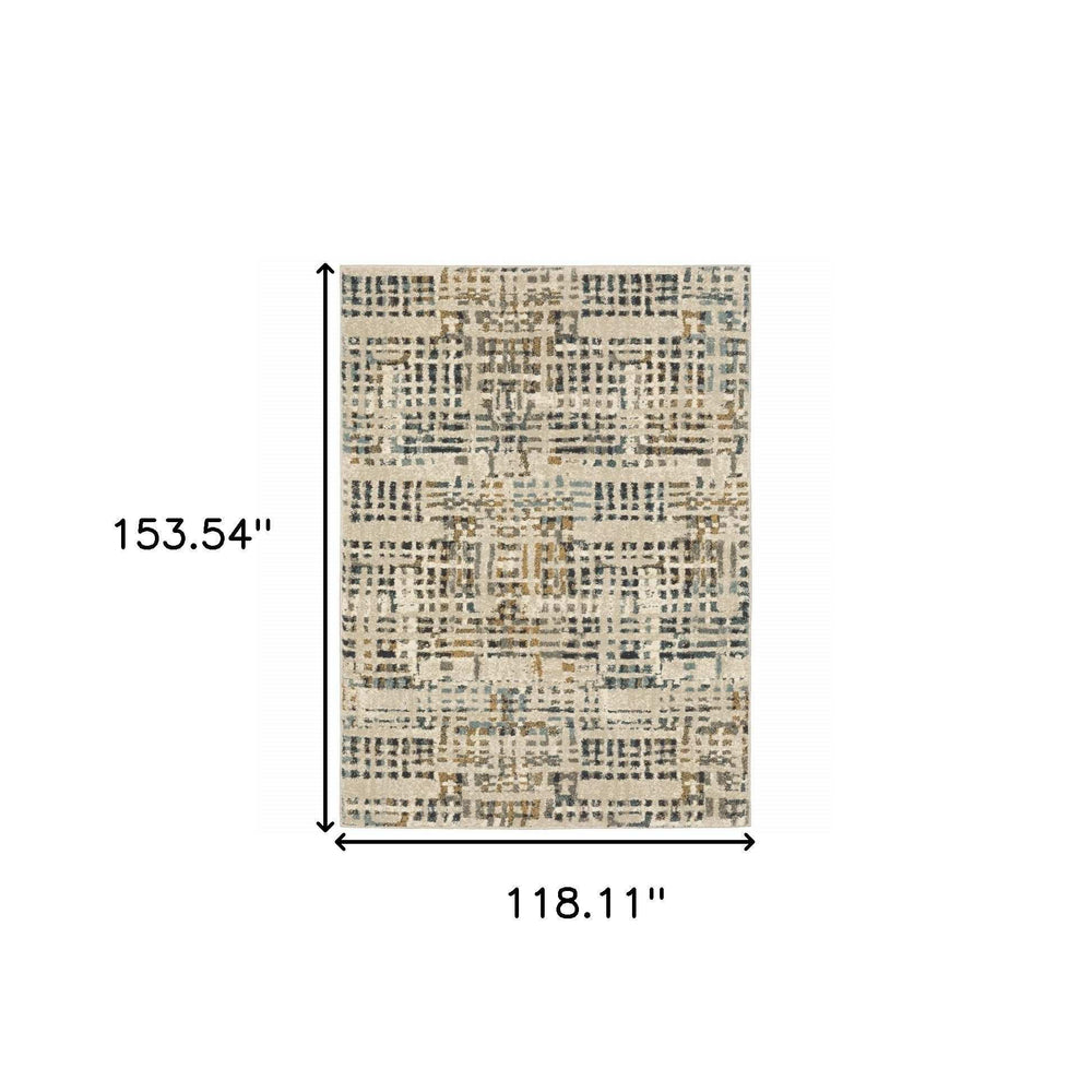 10' X 13' Beige Grey Blues Orange Yellow And Ivory Abstract Power Loom Stain Resistant Area Rug - Homeroots - Flyclothing LLC