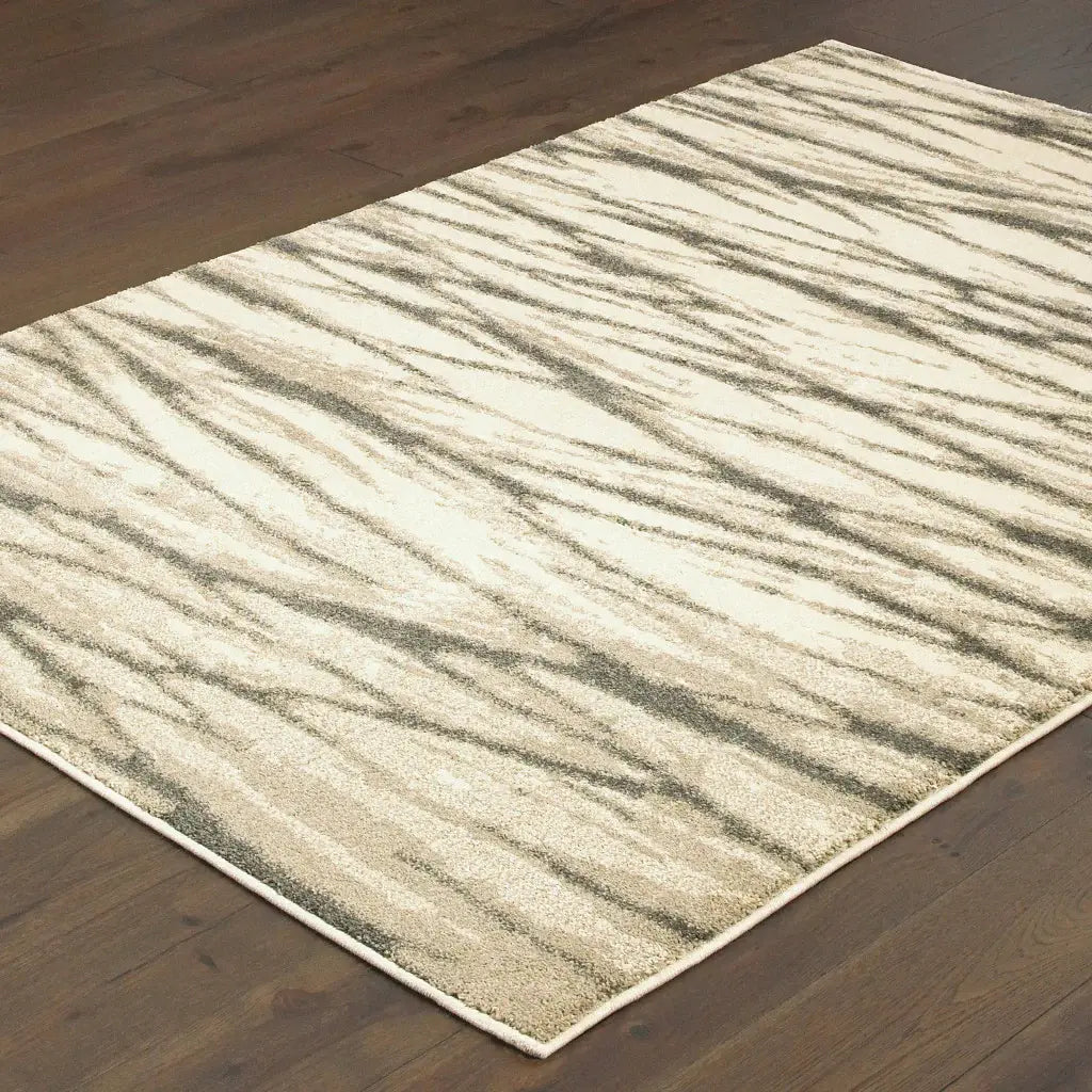 2' X 3' Ivory Sand And Ash Abstract Power Loom Stain Resistant Area Rug - Homeroots - Flyclothing LLC