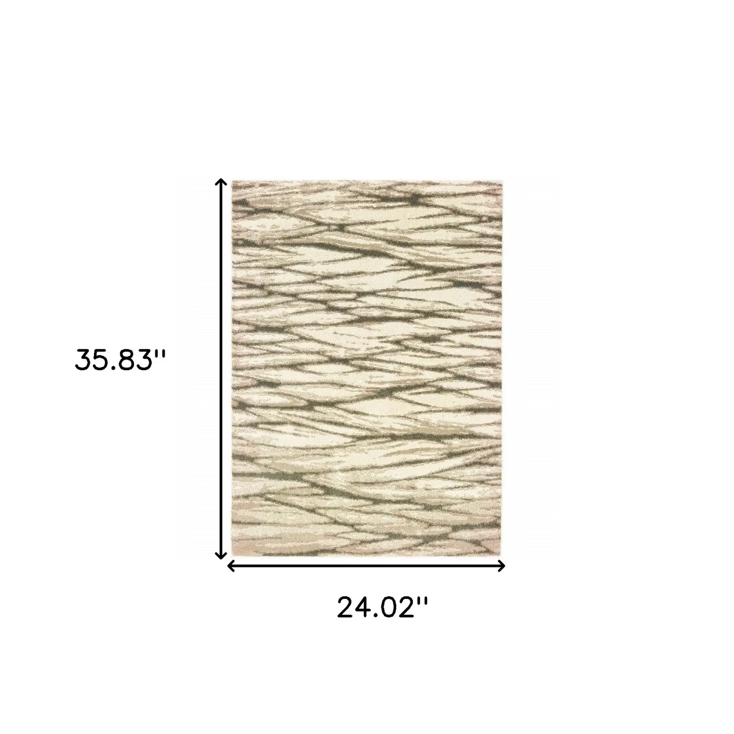 2' X 3' Ivory Sand And Ash Abstract Power Loom Stain Resistant Area Rug - Homeroots - Flyclothing LLC