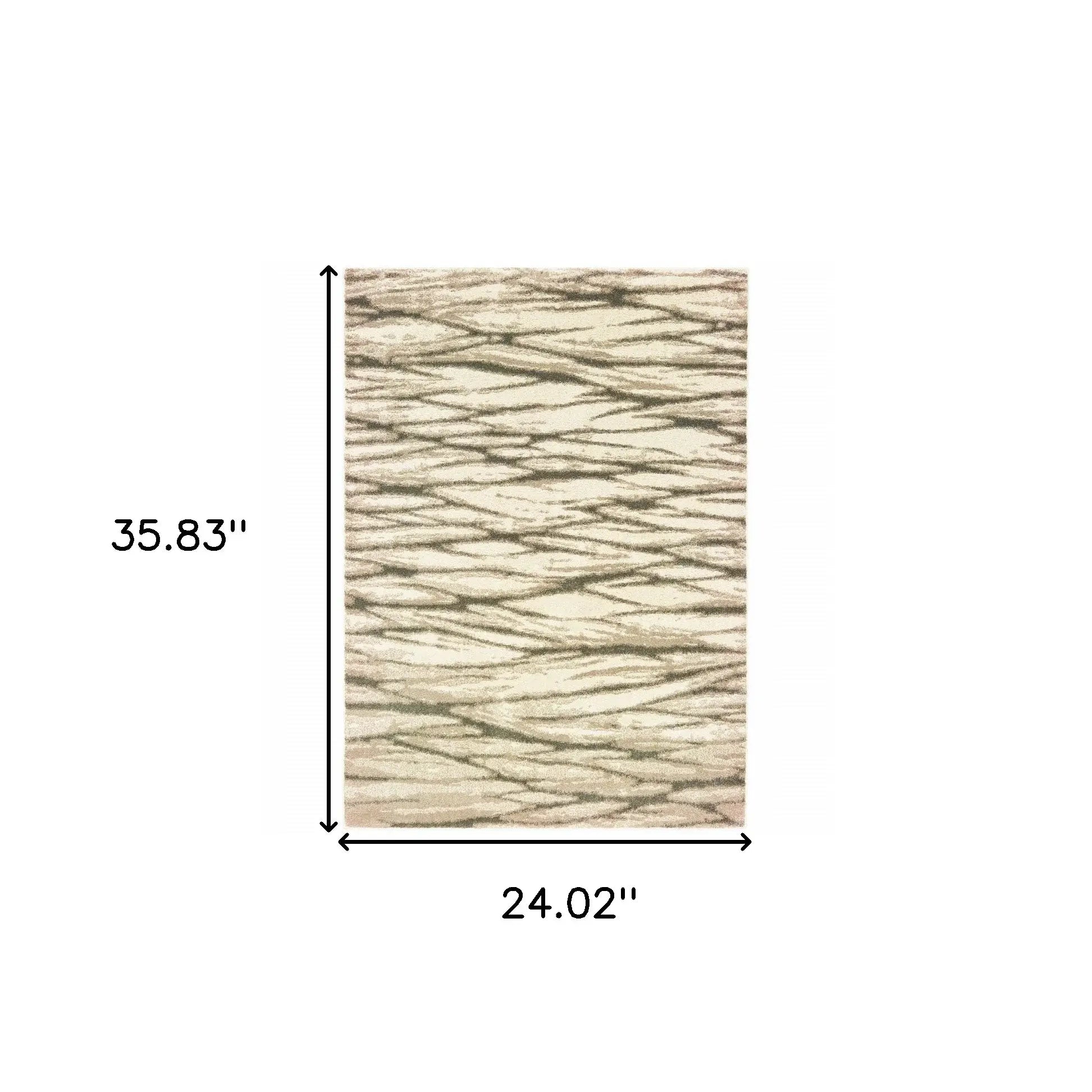 2' X 3' Ivory Sand And Ash Abstract Power Loom Stain Resistant Area Rug - Homeroots - Flyclothing LLC