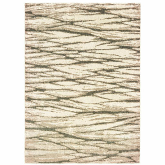4' X 6' Ivory Sand And Ash Abstract Power Loom Stain Resistant Area Rug - Homeroots - Flyclothing LLC