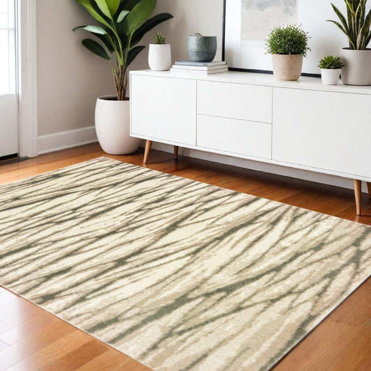 4' X 6' Ivory Sand And Ash Abstract Power Loom Stain Resistant Area Rug - Homeroots - Flyclothing LLC