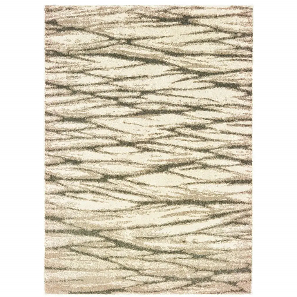 6' X 9' Ivory Sand And Ash Abstract Power Loom Stain Resistant Area Rug - Homeroots - Flyclothing LLC