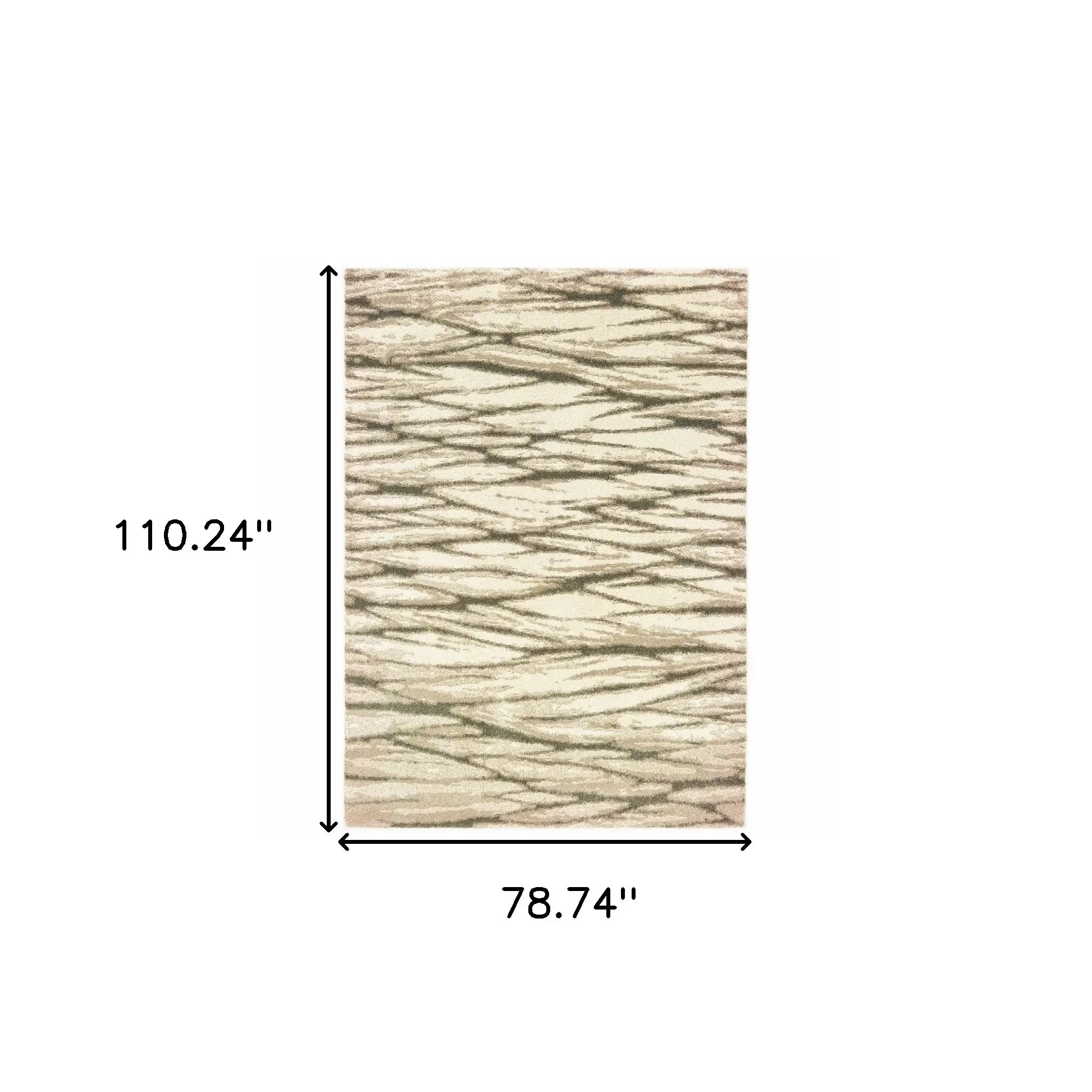 6' X 9' Ivory Sand And Ash Abstract Power Loom Stain Resistant Area Rug - Homeroots - Flyclothing LLC