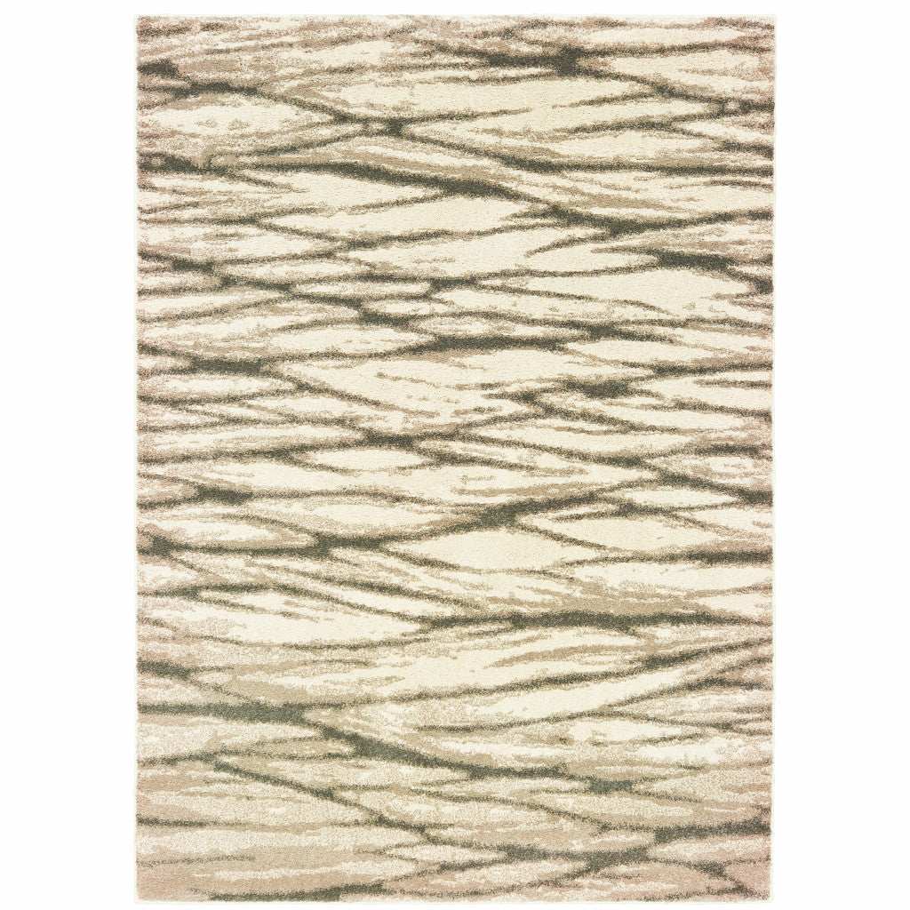8' X 10' Ivory Sand And Ash Abstract Power Loom Stain Resistant Area Rug - Homeroots - Flyclothing LLC